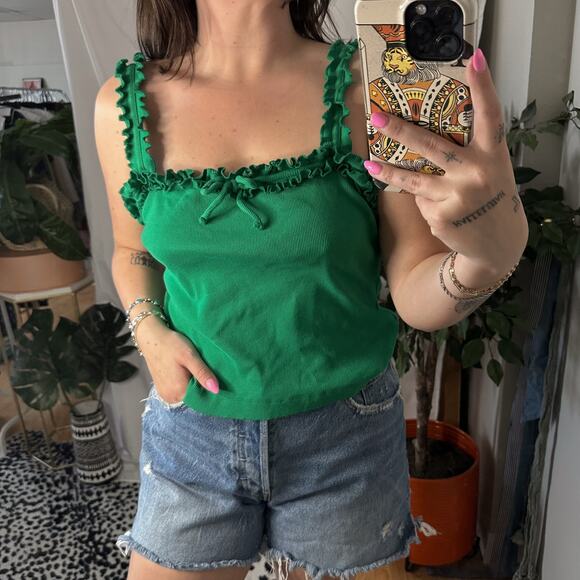 Anthropologie Tops - Maeve Anthropologie Ruffled Cami Top Green Size Large